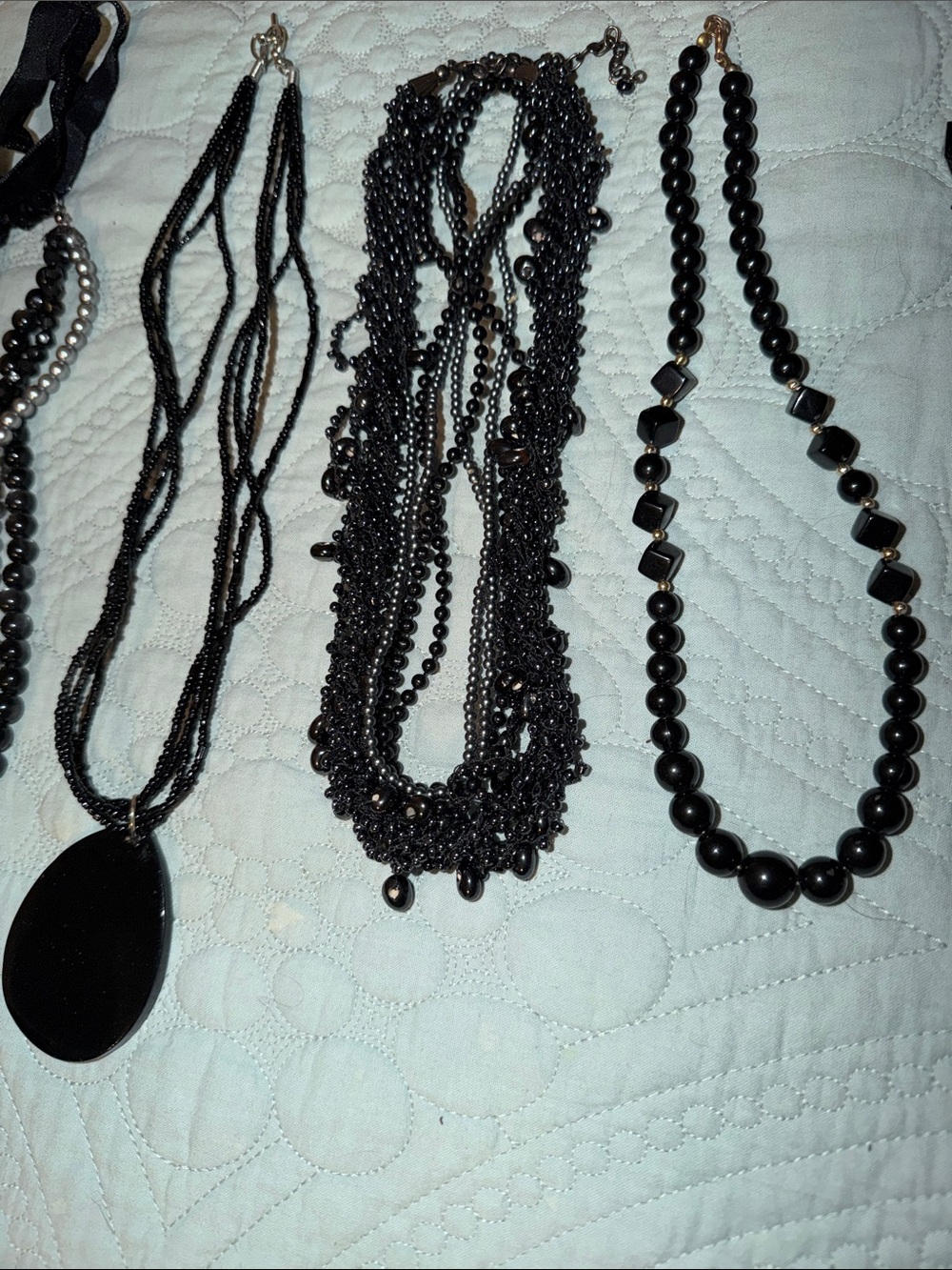 Black Multi-Strand Beaded Necklace - Women Jewelry
